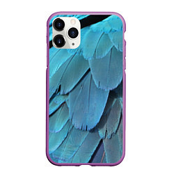 Чехол iPhone 11 Pro матовый Перья попугая, цвет: 3D-фиолетовый