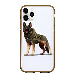 Чехол iPhone 11 Pro матовый Служебная собака К9 K9, цвет: 3D-коричневый