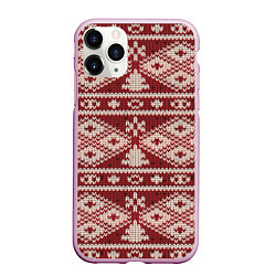 Чехол iPhone 11 Pro матовый Вязаный рисунок, цвет: 3D-розовый