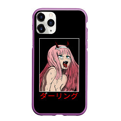 Чехол iPhone 11 Pro матовый Зеро ту ahegao франкс, цвет: 3D-фиолетовый