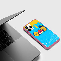 Чехол iPhone 11 Pro матовый ЛИМОН АРБУЗ АНАНАС, цвет: 3D-малиновый — фото 2