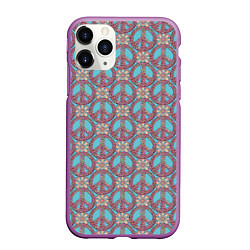 Чехол iPhone 11 Pro матовый Символы хиппи, цвет: 3D-фиолетовый