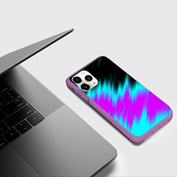 Чехол iPhone 11 Pro матовый НЕОНОВЫЕ ПОЛОСЫ И НИЧЕГО ЛИШНЕГО NEON STRIPES, цвет: 3D-фиолетовый — фото 2