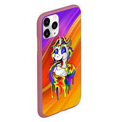 Чехол iPhone 11 Pro матовый Единорог Unicorn Rainbow Z, цвет: 3D-малиновый — фото 2
