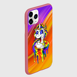 Чехол iPhone 11 Pro матовый Единорог Unicorn Rainbow Z, цвет: 3D-малиновый — фото 2