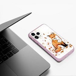Чехол iPhone 11 Pro матовый ЛИСА В ЛИСТЬЯХ ОСЕННЕЕ НАСТРОЕНИЕ FOX IN THE FORES, цвет: 3D-розовый — фото 2