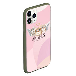 Чехол iPhone 11 Pro матовый Кошечки - ангелы, цвет: 3D-темно-зеленый — фото 2