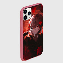 Чехол iPhone 11 Pro матовый Кадзуха в кленовых листьях, цвет: 3D-малиновый — фото 2