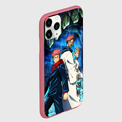 Чехол iPhone 11 Pro матовый Магическая битва, Итадори и Сукуна, цвет: 3D-малиновый — фото 2