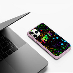 Чехол iPhone 11 Pro матовый POP IT CRAZY BRUSHES ПОП ИТ БРЫЗГИ КРАСОК, цвет: 3D-розовый — фото 2