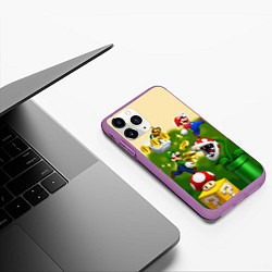 Чехол iPhone 11 Pro матовый Mario Coins, цвет: 3D-фиолетовый — фото 2