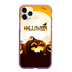 Чехол iPhone 11 Pro матовый HALLOWEEN ХЭЛЛОУИН ТЫКВЫ, цвет: 3D-фиолетовый