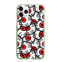 Чехол iPhone 11 Pro матовый HALLOWEEN EYES ХЕЛЛОУИН ГЛАЗА, цвет: 3D-салатовый