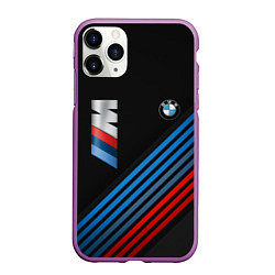 Чехол iPhone 11 Pro матовый BMW STRIPE, цвет: 3D-фиолетовый