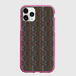 Чехол iPhone 11 Pro матовый Абстракция из разноцветных треугольников из линий, цвет: 3D-малиновый