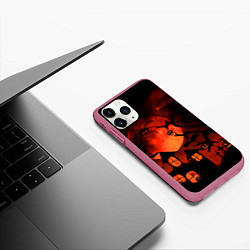 Чехол iPhone 11 Pro матовый Красная луна на Хэллоуин, цвет: 3D-малиновый — фото 2