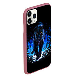 Чехол iPhone 11 Pro матовый Черная пантера пятна краски, цвет: 3D-малиновый — фото 2