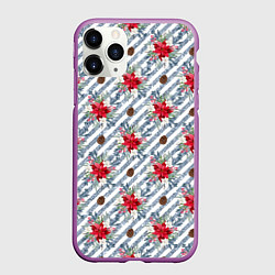 Чехол iPhone 11 Pro матовый Новогодние украшения и блестки, цвет: 3D-фиолетовый