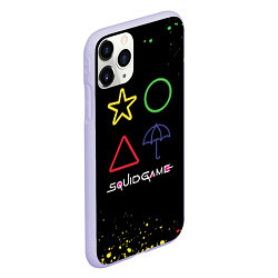 Чехол iPhone 11 Pro матовый Игра в кальмара: Фигурки, цвет: 3D-светло-сиреневый — фото 2