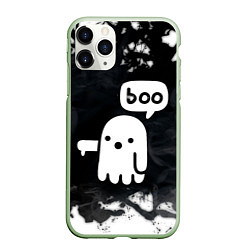 Чехол iPhone 11 Pro матовый ХЕЛЛУОИН ПРИВЕДЕНИЕ БУ! HALLOWEEN GHOST BOO!, цвет: 3D-салатовый