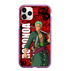 Чехол iPhone 11 Pro матовый Ророноа Зоро, One Piece, цвет: 3D-фиолетовый