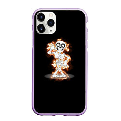 Чехол iPhone 11 Pro матовый Огненный скелетик, цвет: 3D-сиреневый