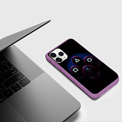 Чехол iPhone 11 Pro матовый Игра в кальмара: Фигуры, цвет: 3D-фиолетовый — фото 2