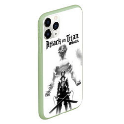 Чехол iPhone 11 Pro матовый Эрен и Титан Атака титанов, цвет: 3D-салатовый — фото 2