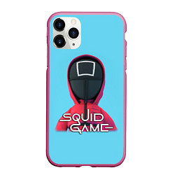 Чехол iPhone 11 Pro матовый Squid game квадрат - Игра в кальмара, цвет: 3D-малиновый