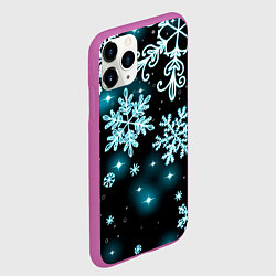Чехол iPhone 11 Pro матовый Космические снежинки, цвет: 3D-фиолетовый — фото 2