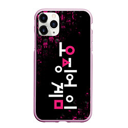 Чехол iPhone 11 Pro матовый SQUID GAME ПАТТЕРН СТРАЖЕЙ, цвет: 3D-розовый