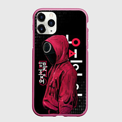 Чехол iPhone 11 Pro матовый ИГРА В КАЛЬМАРА, СТРАЖ КРУГ БИНАРНЫЙ КОД, цвет: 3D-малиновый