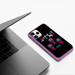 Чехол iPhone 11 Pro матовый ИГРА В КАЛЬМАРА 456 SQUID GAME, цвет: 3D-фиолетовый — фото 2