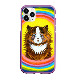 Чехол iPhone 11 Pro матовый Радужный кот Луиса Уэйна, цвет: 3D-фиолетовый