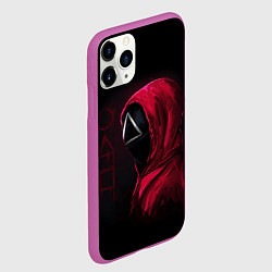 Чехол iPhone 11 Pro матовый ИГРА В КАЛЬМАРА, СТРАЖ ТРЕУГОЛЬНИК, ФИГУРЫ ИГРЫ, цвет: 3D-фиолетовый — фото 2