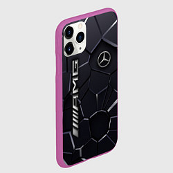 Чехол iPhone 11 Pro матовый Mercedes AMG 3D плиты, цвет: 3D-фиолетовый — фото 2