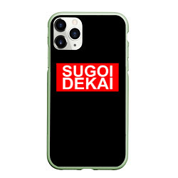 Чехол iPhone 11 Pro матовый SUGOI DEKAI, СУГОИ ДЕКАИ НАДПИСЬ, цвет: 3D-салатовый