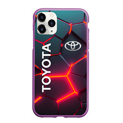 Чехол iPhone 11 Pro матовый TOYOTA 3D NEON ТОЙОТА 3Д ПЛИТЫ НЕОН, цвет: 3D-фиолетовый