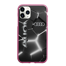 Чехол iPhone 11 Pro матовый AUDI GREY 3D ПЛИТЫ, цвет: 3D-малиновый