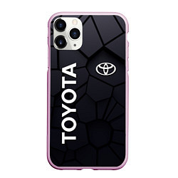 Чехол iPhone 11 Pro матовый Toyota 3D плиты, цвет: 3D-розовый