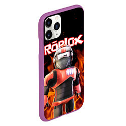 Чехол iPhone 11 Pro матовый ROBLOX FIRE РОБЛОКС ОГОНЬ ПОЖАРНЫЙ, цвет: 3D-фиолетовый — фото 2