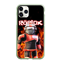 Чехол iPhone 11 Pro матовый ROBLOX FIRE РОБЛОКС ОГОНЬ ПОЖАРНЫЙ, цвет: 3D-салатовый