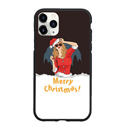 Чехол iPhone 11 Pro матовый Снегурка Merry Christmas, цвет: 3D-черный