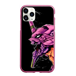 Чехол iPhone 11 Pro матовый Evangelion Eva 01, цвет: 3D-малиновый