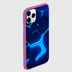 Чехол iPhone 11 Pro матовый 3D ПЛИТЫ NEON STEEL НЕОНОВЫЕ ПЛИТЫ, цвет: 3D-фиолетовый — фото 2