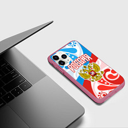 Чехол iPhone 11 Pro матовый Россия! Герб, цвет: 3D-малиновый — фото 2