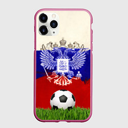 Чехол iPhone 11 Pro матовый Российский футбол, цвет: 3D-малиновый