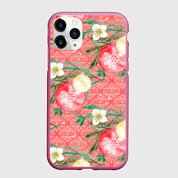 Чехол iPhone 11 Pro матовый Новогодние красные шары, цвет: 3D-малиновый