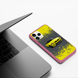 Чехол iPhone 11 Pro матовый БМВ ЖЕЛТЫЙ ПЕРФОРМАНС, цвет: 3D-малиновый — фото 2