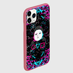 Чехол iPhone 11 Pro матовый SQUID GAME ИГРА В КАЛЬМАРА КУКЛА, цвет: 3D-малиновый — фото 2